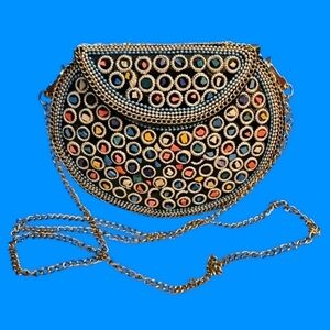 RAMLA Handmade Colorful Rainbow Mosaic Atomic Metal Crossbody Bag